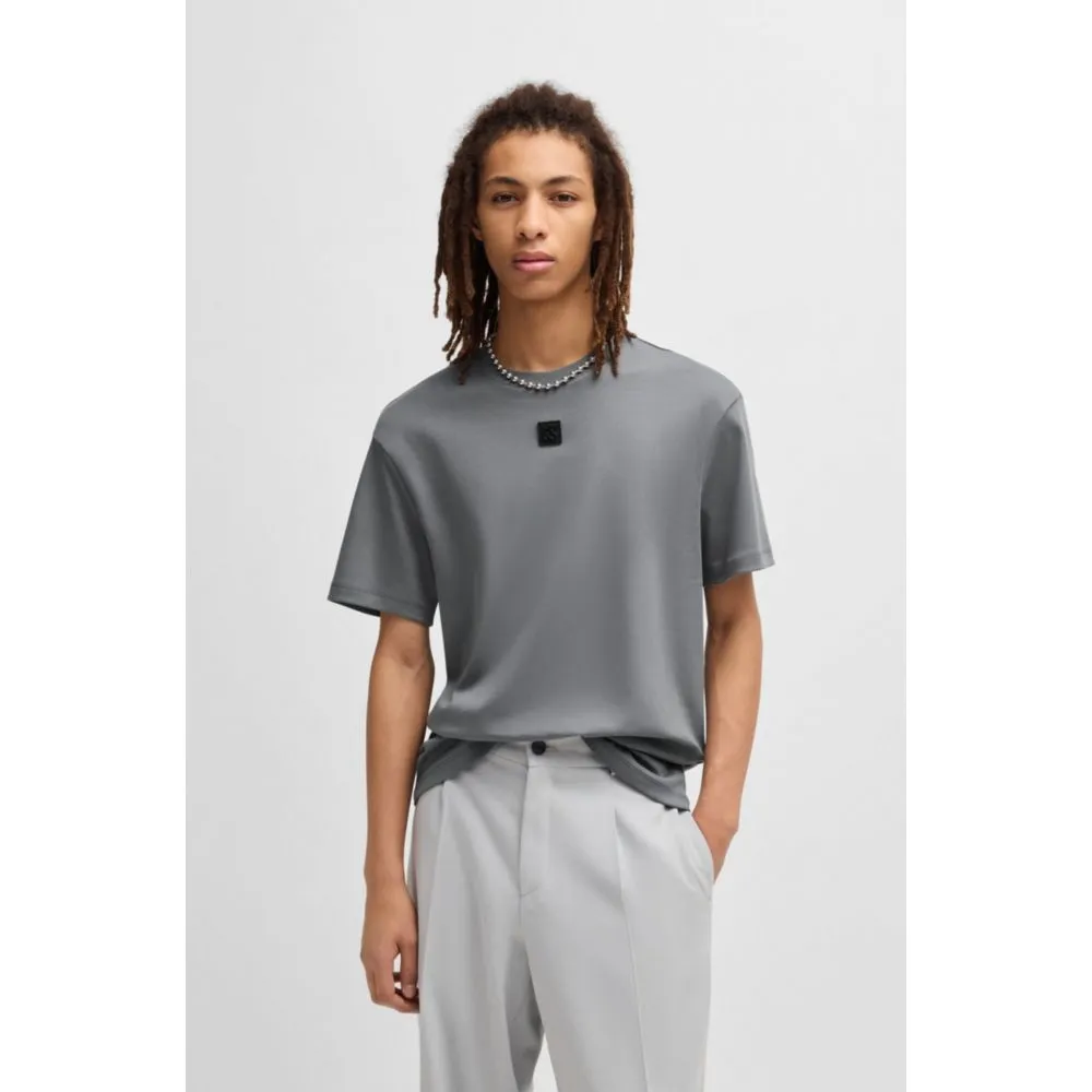 Interlock-cotton regular-fit T-shirt with stacked logo