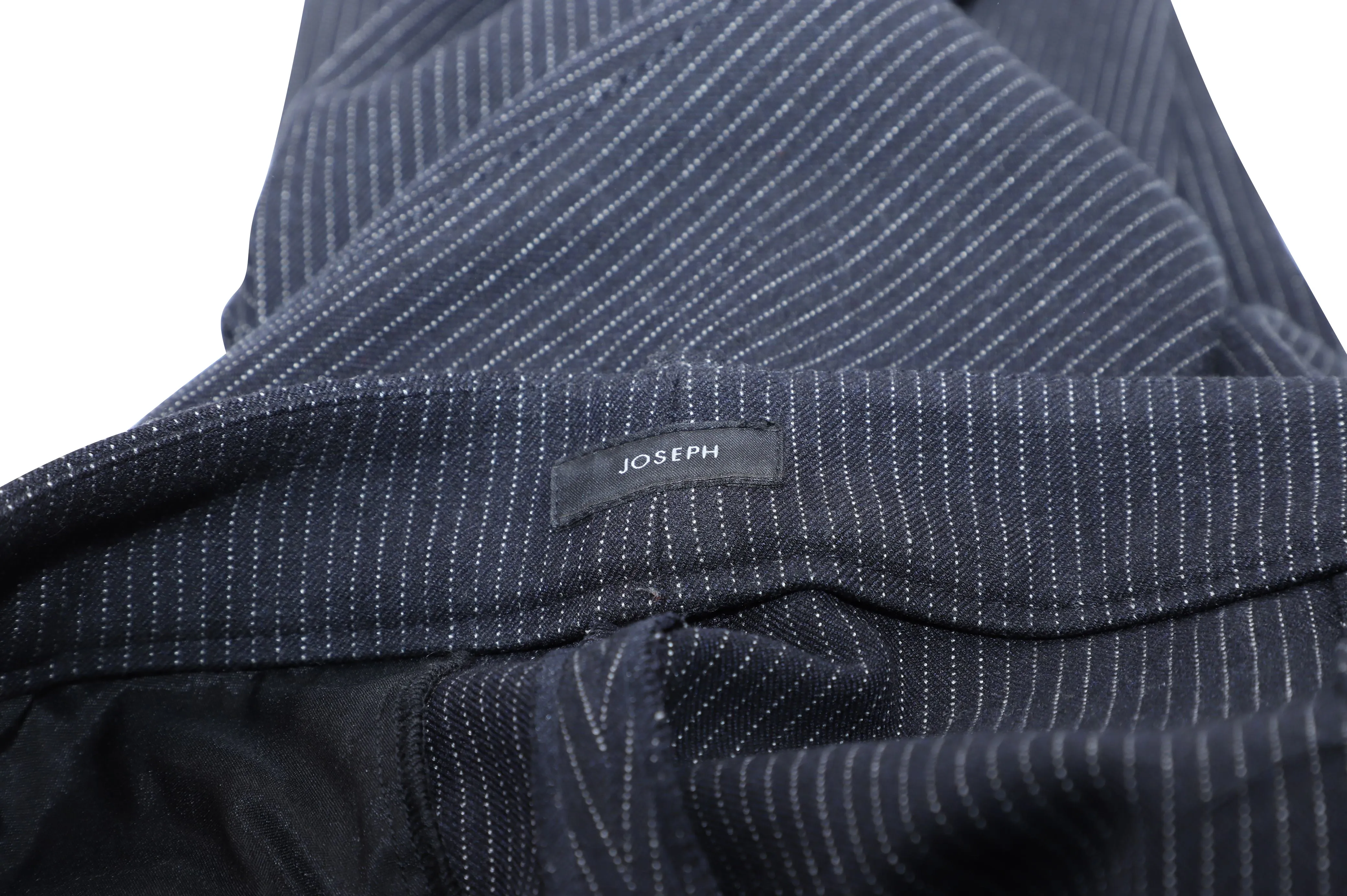 Joseph Gab Stretch Pinstripe Trousers in Black Viscose