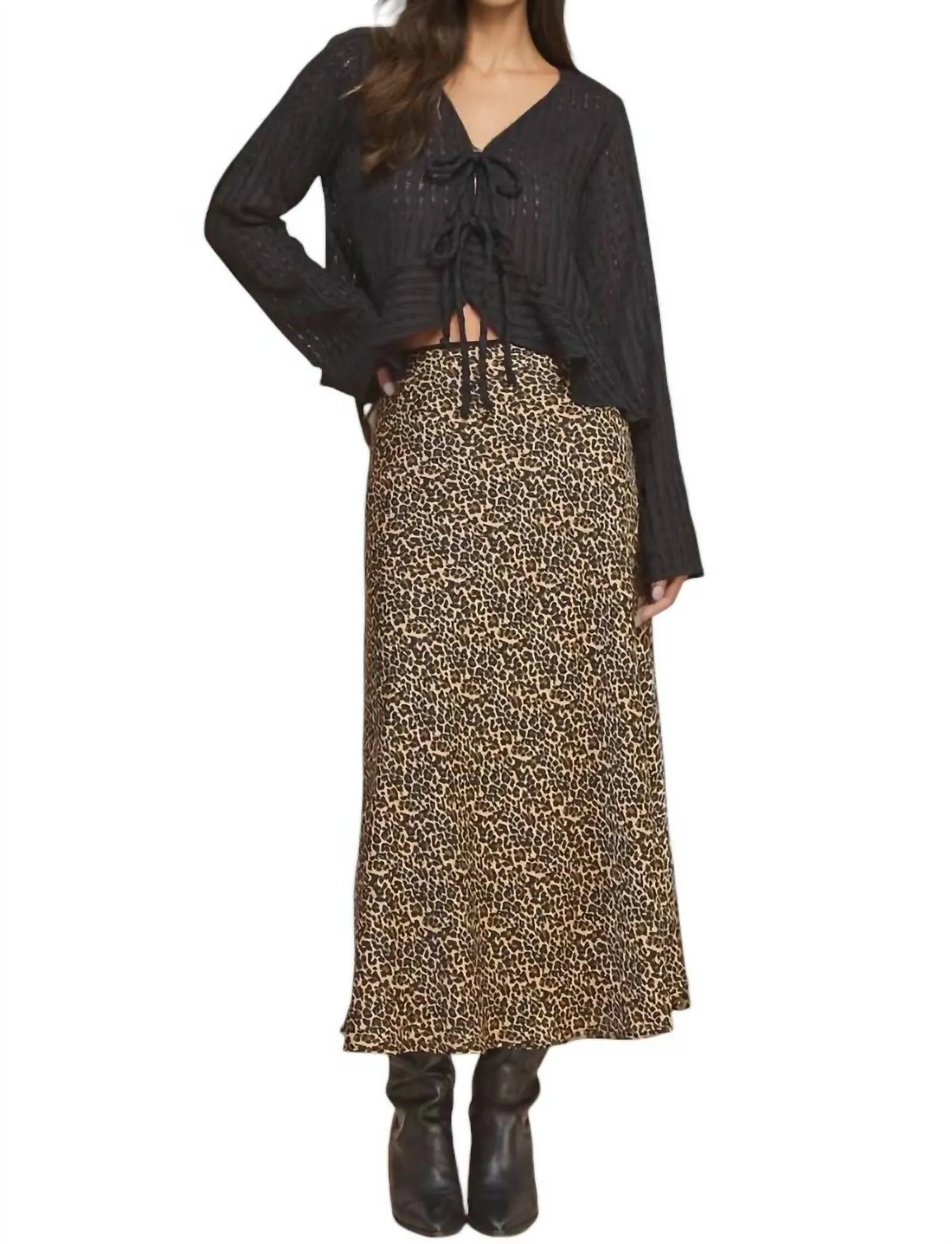 Layla Leopard Print Midi Skirt