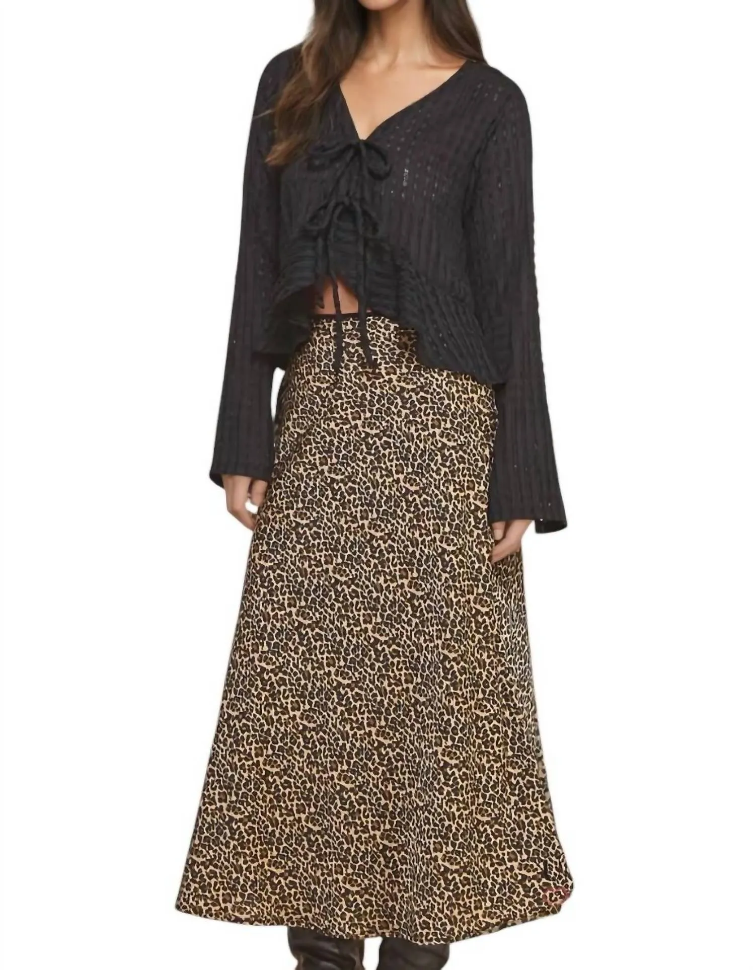 Layla Leopard Print Midi Skirt
