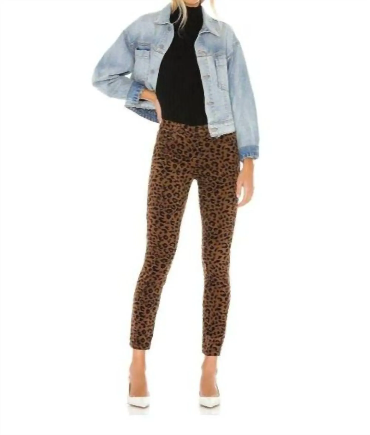 Leopard Corduroy Skinny Pants In Multicolor