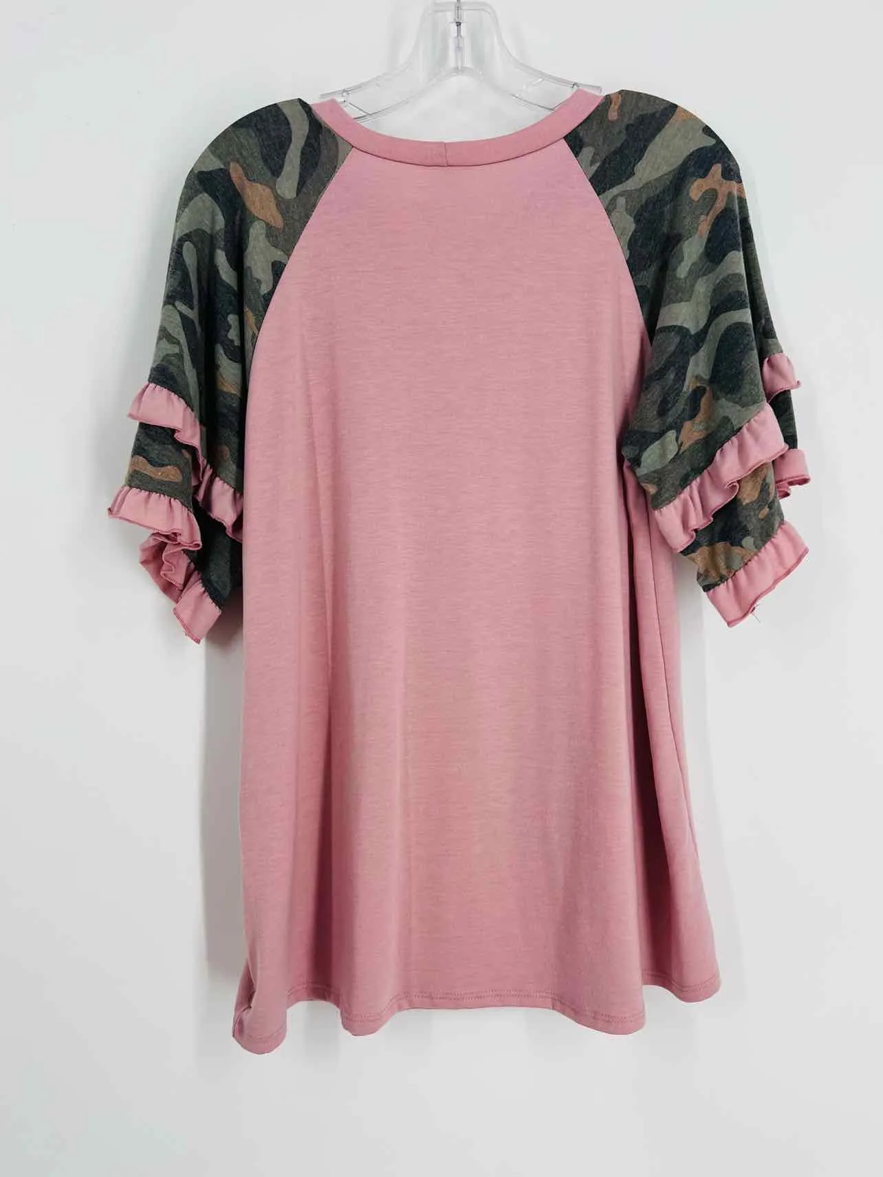 Lilypad Size M ? Pink/Green Camouflage Frill Tops Top-Short Sleeve