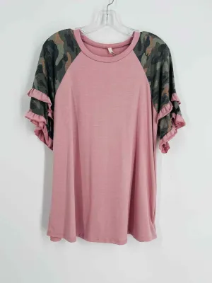 Lilypad Size M ? Pink/Green Camouflage Frill Tops Top-Short Sleeve