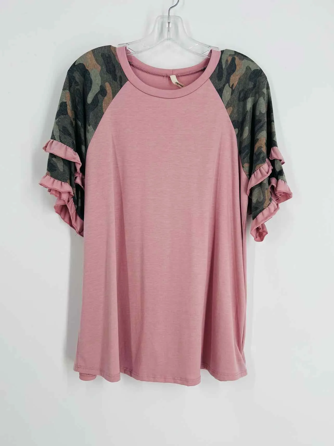 Lilypad Size M ? Pink/Green Camouflage Frill Tops Top-Short Sleeve
