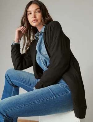 Lucky Brand Cloud Jersey Shawl Collar Cardigan Jet Black Lucky Brand