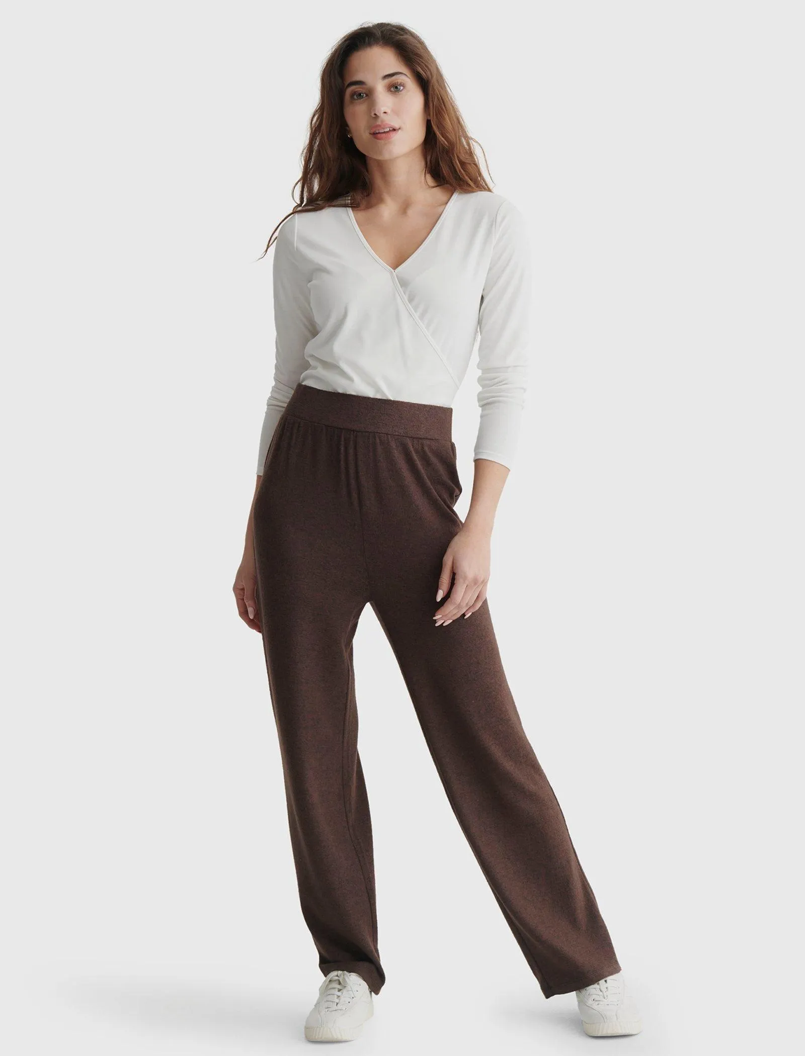 Lucky Brand Cloud Jersey Wide Leg Pant Dark Chocolate Lucky Brand