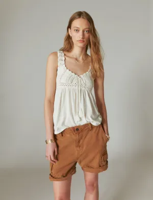 Lucky Brand Crochet Babydoll Tank Gardenia Lucky Brand