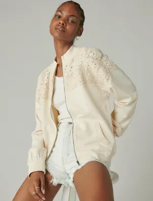 Lucky Brand Crochet Trim Cardigan Sand Dollar Lucky Brand