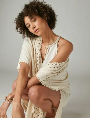 Lucky Brand Crochet Trim Kimono Cream Lucky Brand