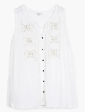 Lucky Brand Embroidered Tank Bright White Lucky Brand