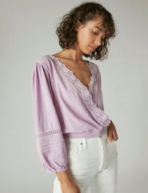 Lucky Brand Eyelet Wrap Top Fair Orchid Lucky Brand