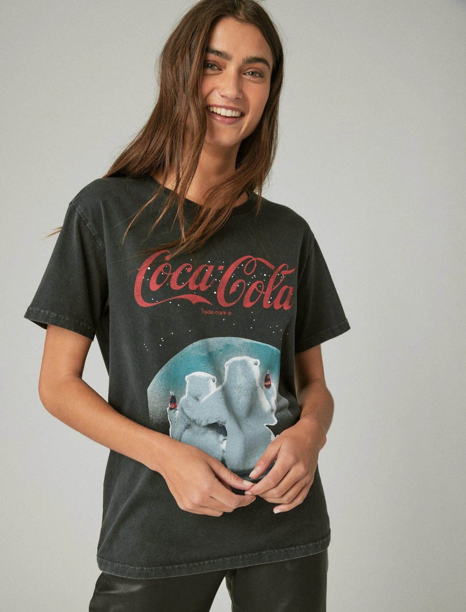 Lucky Brand Polar Bear Coca Cola Boyfriend Tee Anthracite Lucky Brand