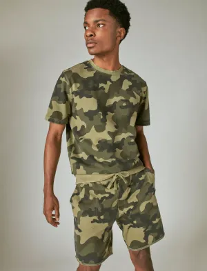 Lucky Brand Sueded Terry Short Sleeve Camo Crew Camo (Army Colors) Lucky Brand