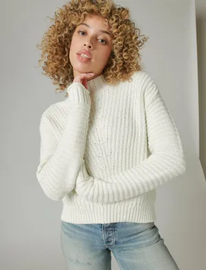 Lucky Brand Textured Turtle Neck Cream Lucky Brand