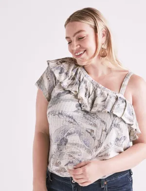 Lucky Brand Tropical One Shoulder Top Natural Multi Lucky Brand