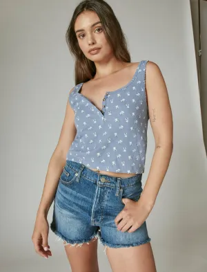 Lucky Brand Waffle Boy Tank Blue Floral Lucky Brand
