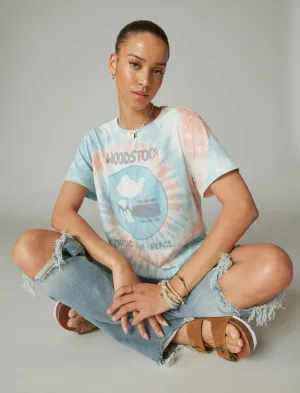 Lucky Brand Woodstock Tie Dye Boyfriend Tee Aqua Marine Lucky Brand