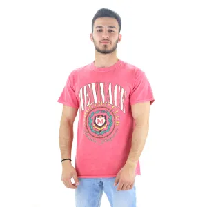 Men's Crew Neck Graphic Print T-Shirt,Pink