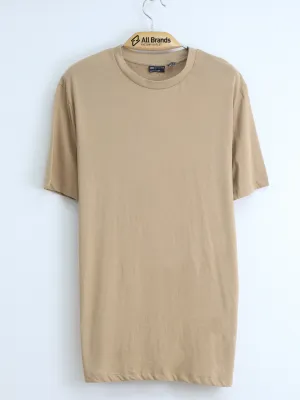 Men's Plain Solid T-Shirt,Beige