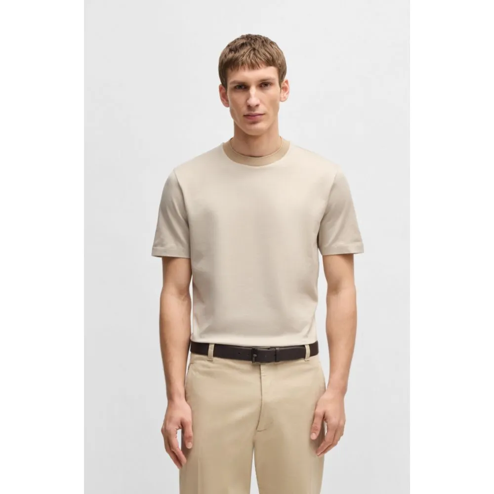 Mercerized-cotton T-shirt with contrast collar