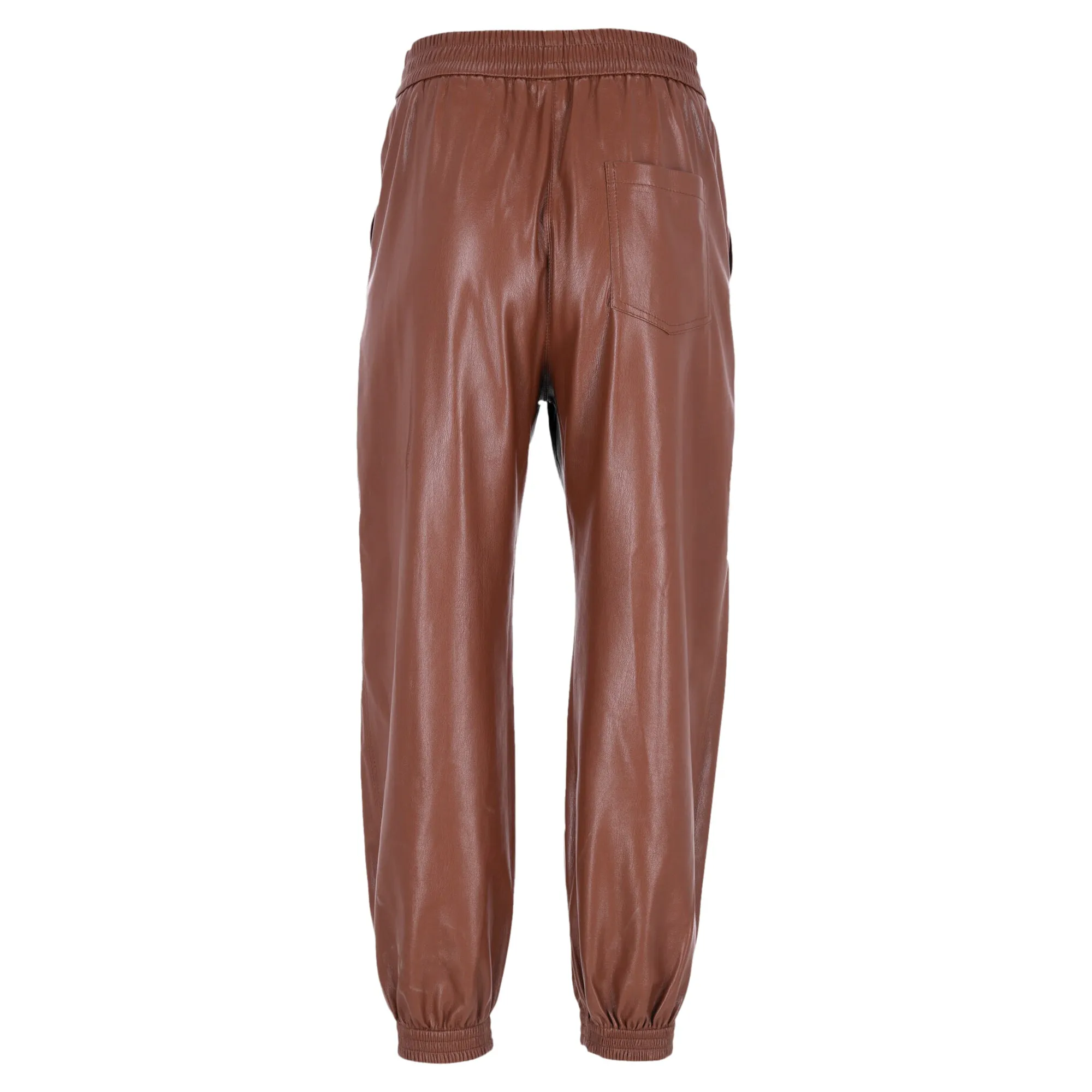 Nanushka Elastic Waist Pants in Brown Polyester