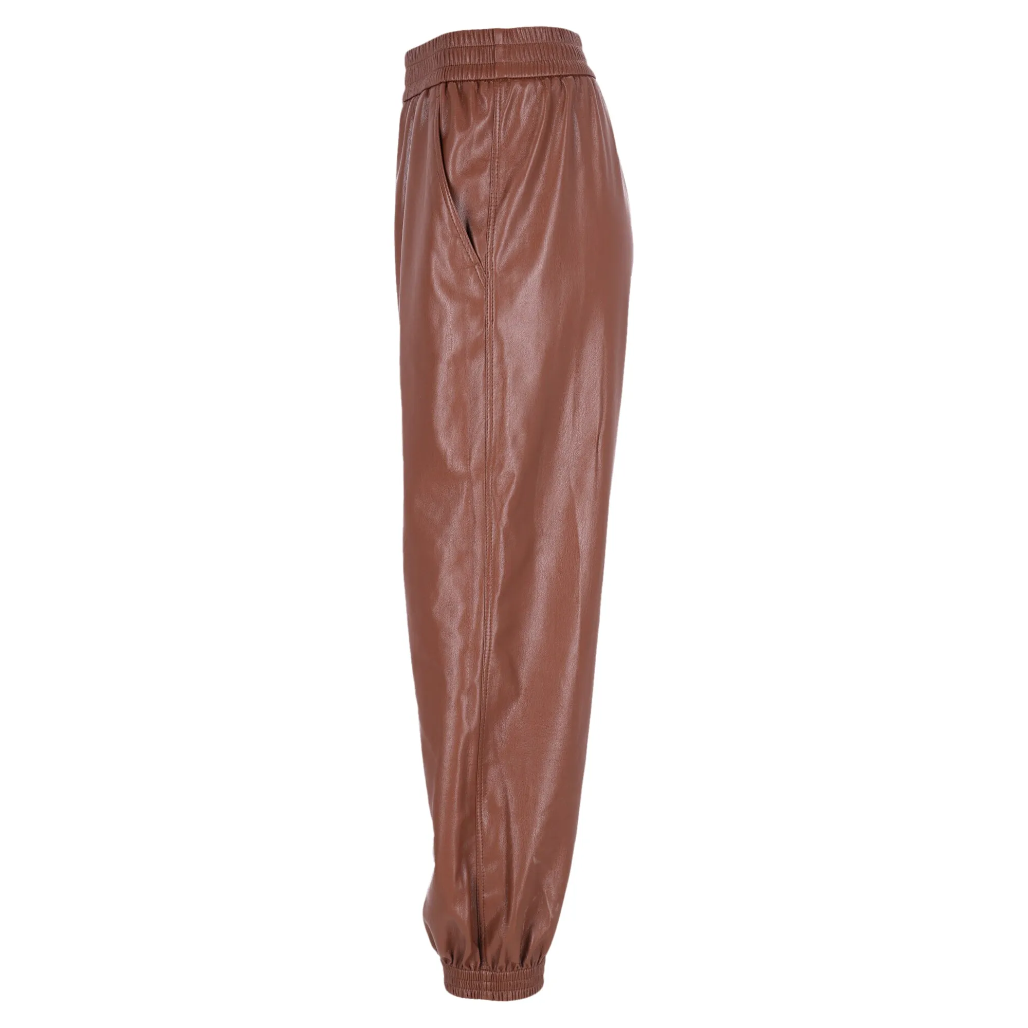 Nanushka Elastic Waist Pants in Brown Polyester