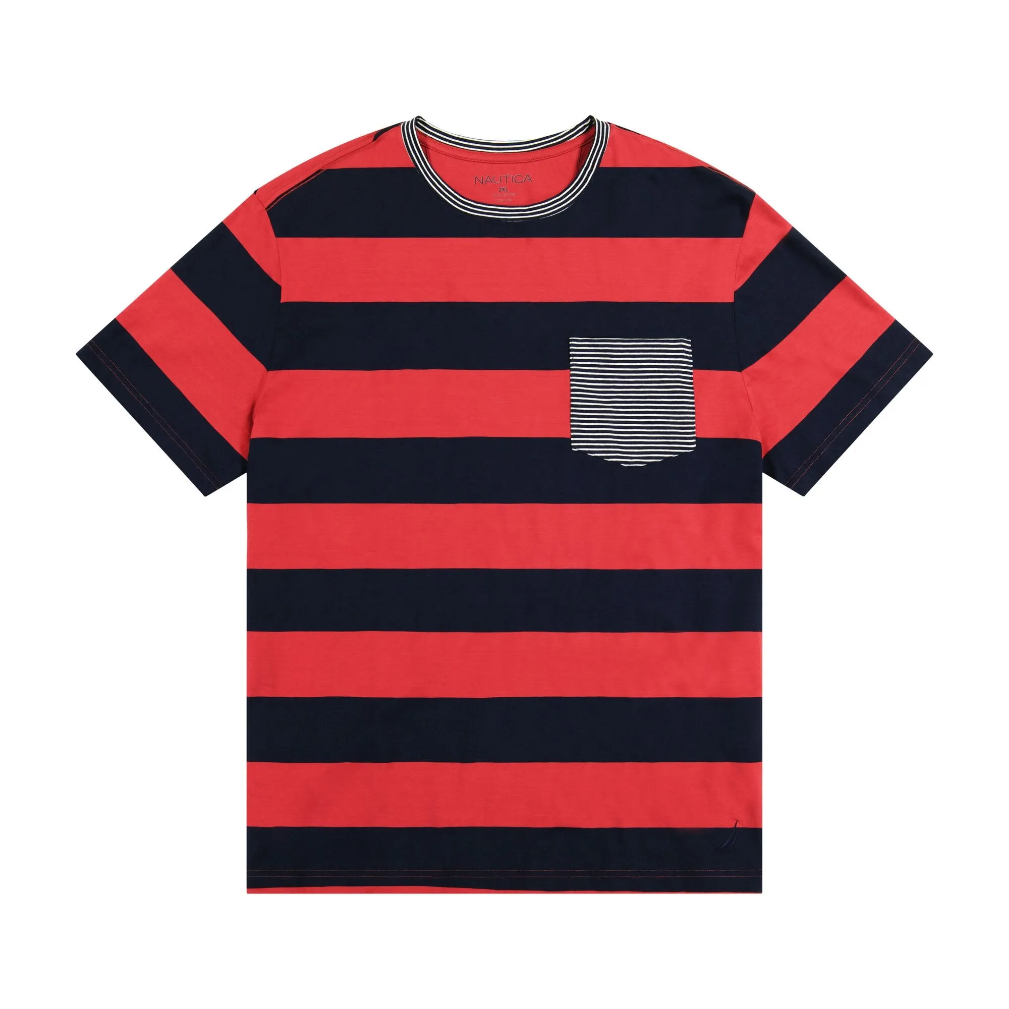 Nautica Mens Big & Tall Striped Crewneck T-Shirt