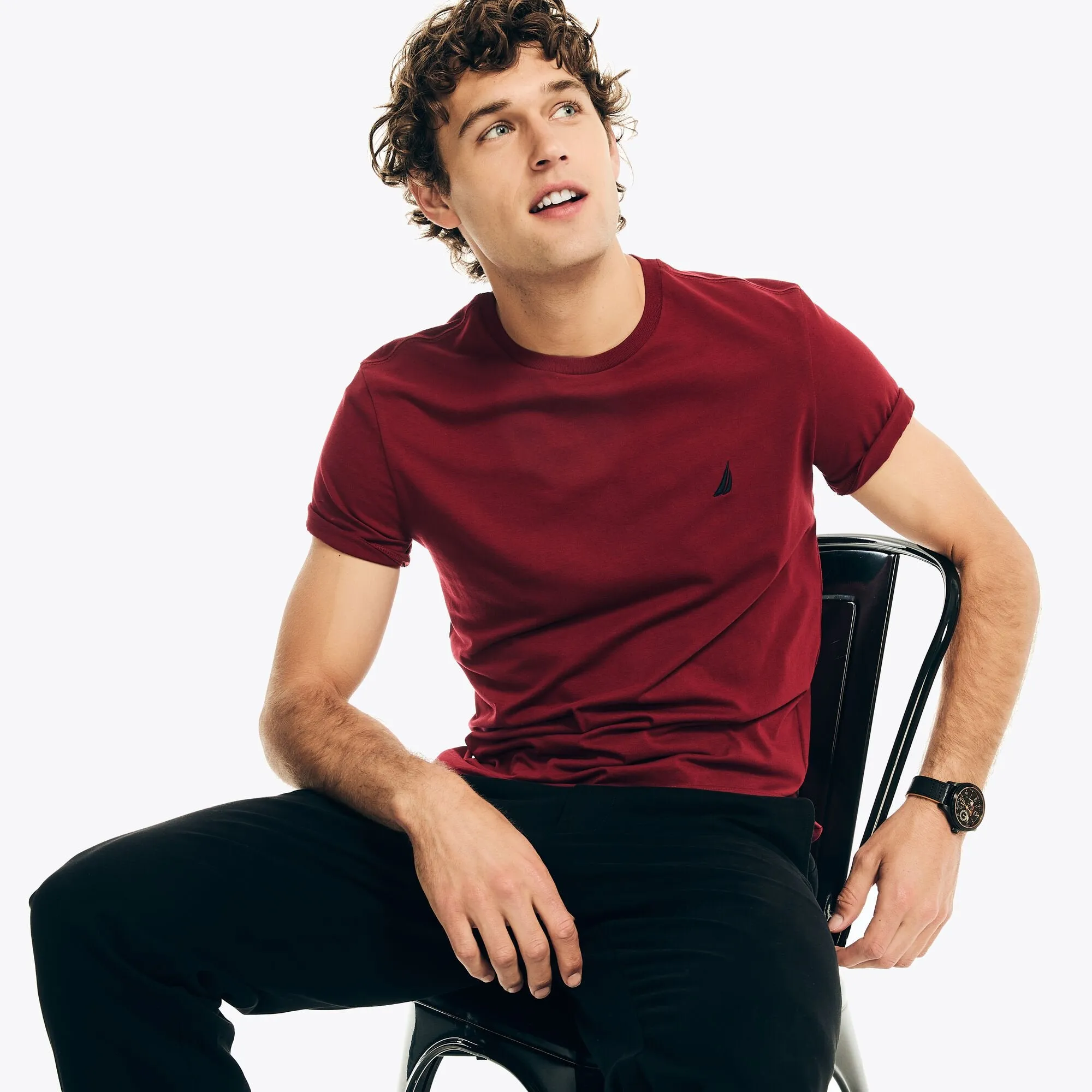 Nautica Mens Solid Crewneck T-Shirt