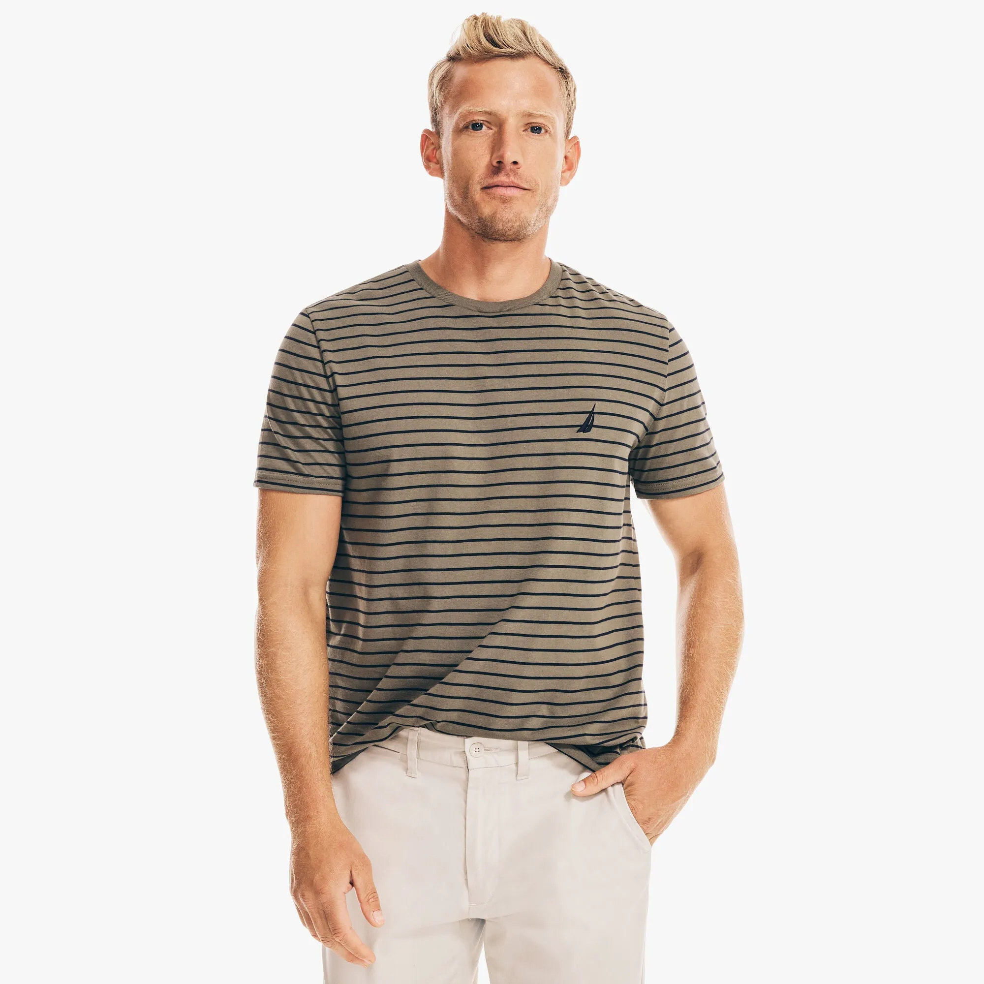 Nautica Mens Striped Crewneck T-Shirt