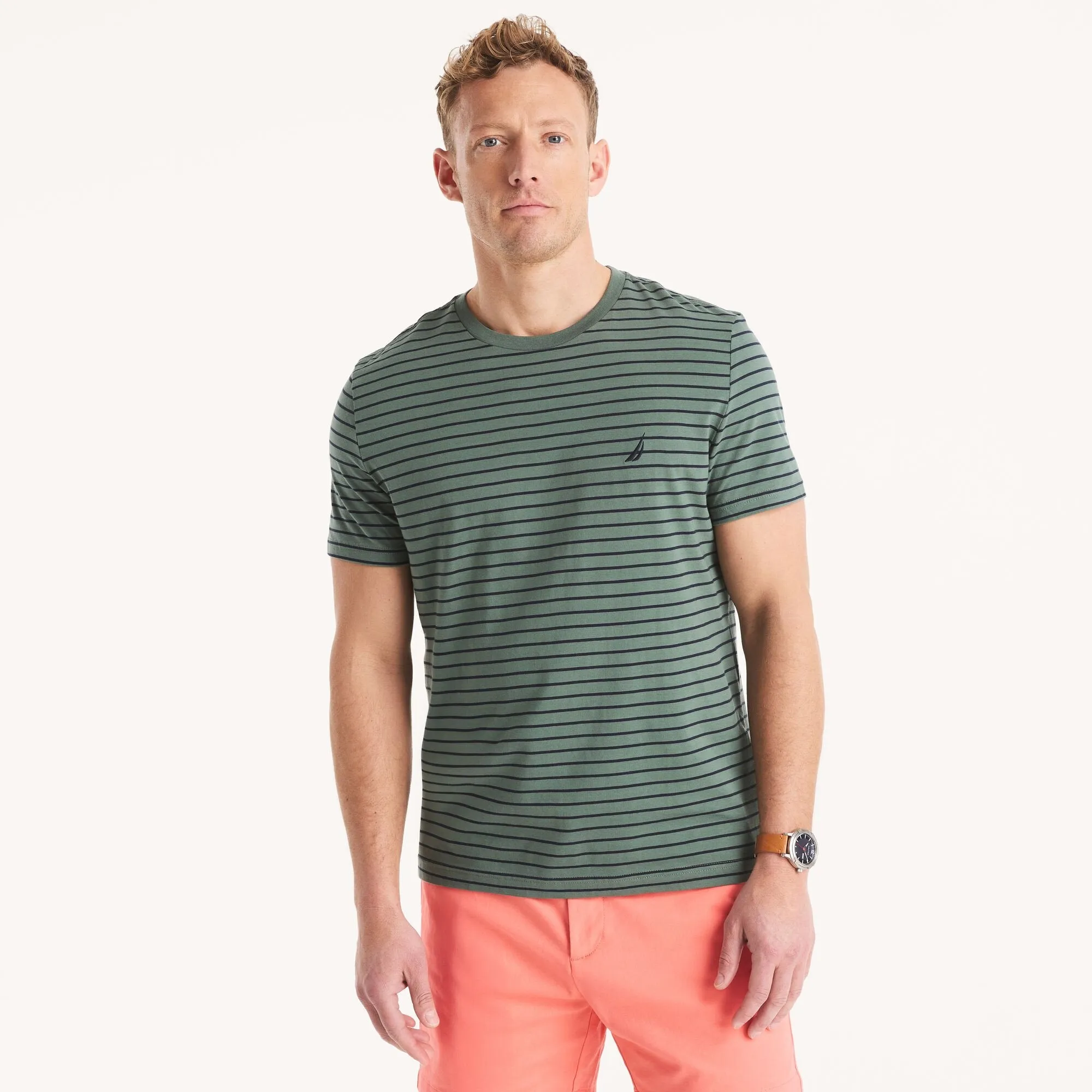 Nautica Mens Striped Crewneck T-Shirt
