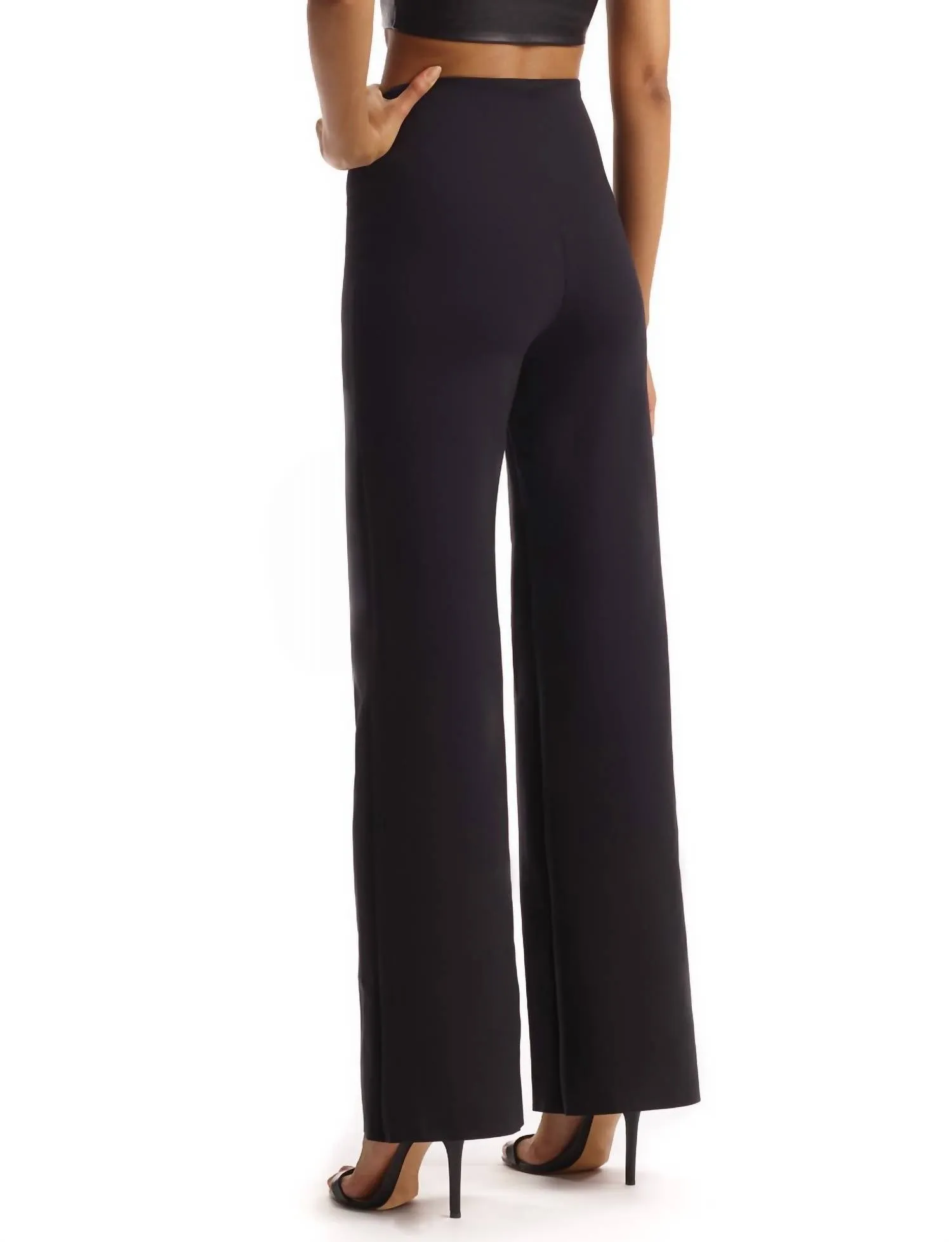 Neoprene Wide Leg Pants In Black
