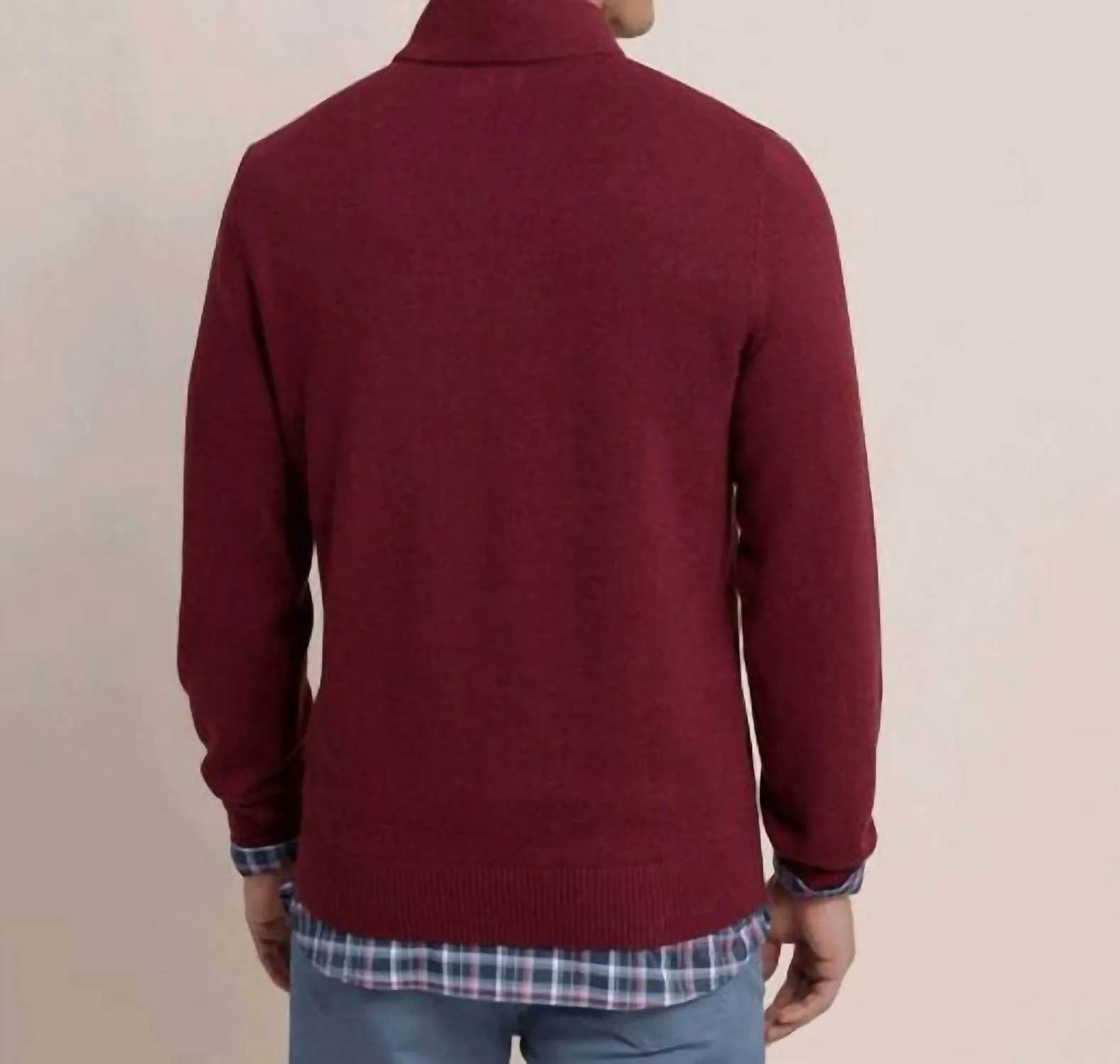 Oakatie Heather Quarter Zip Sweater In Heather Muscadine