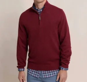 Oakatie Heather Quarter Zip Sweater In Heather Muscadine