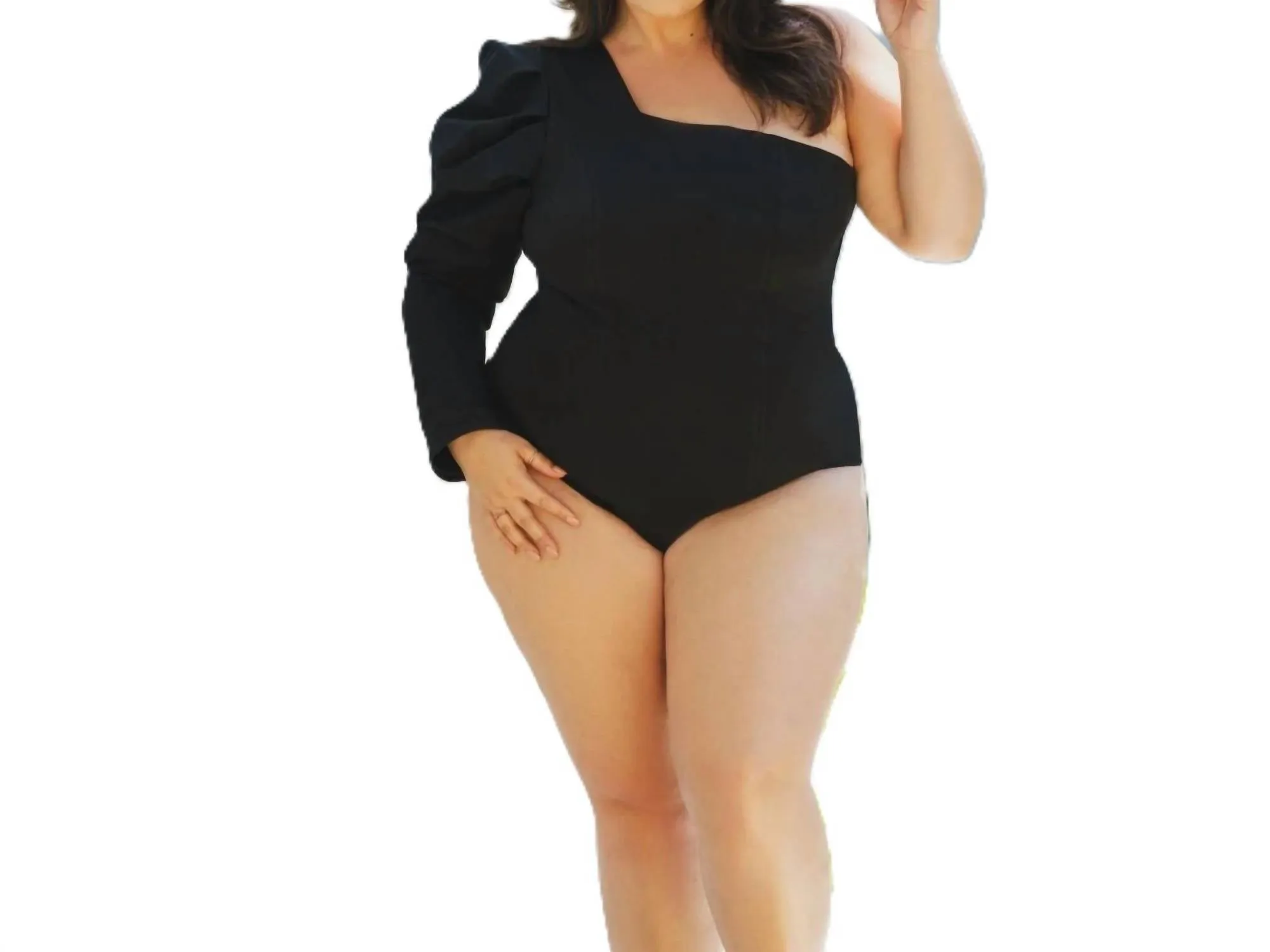 One Shoulder Bodysuit In Black