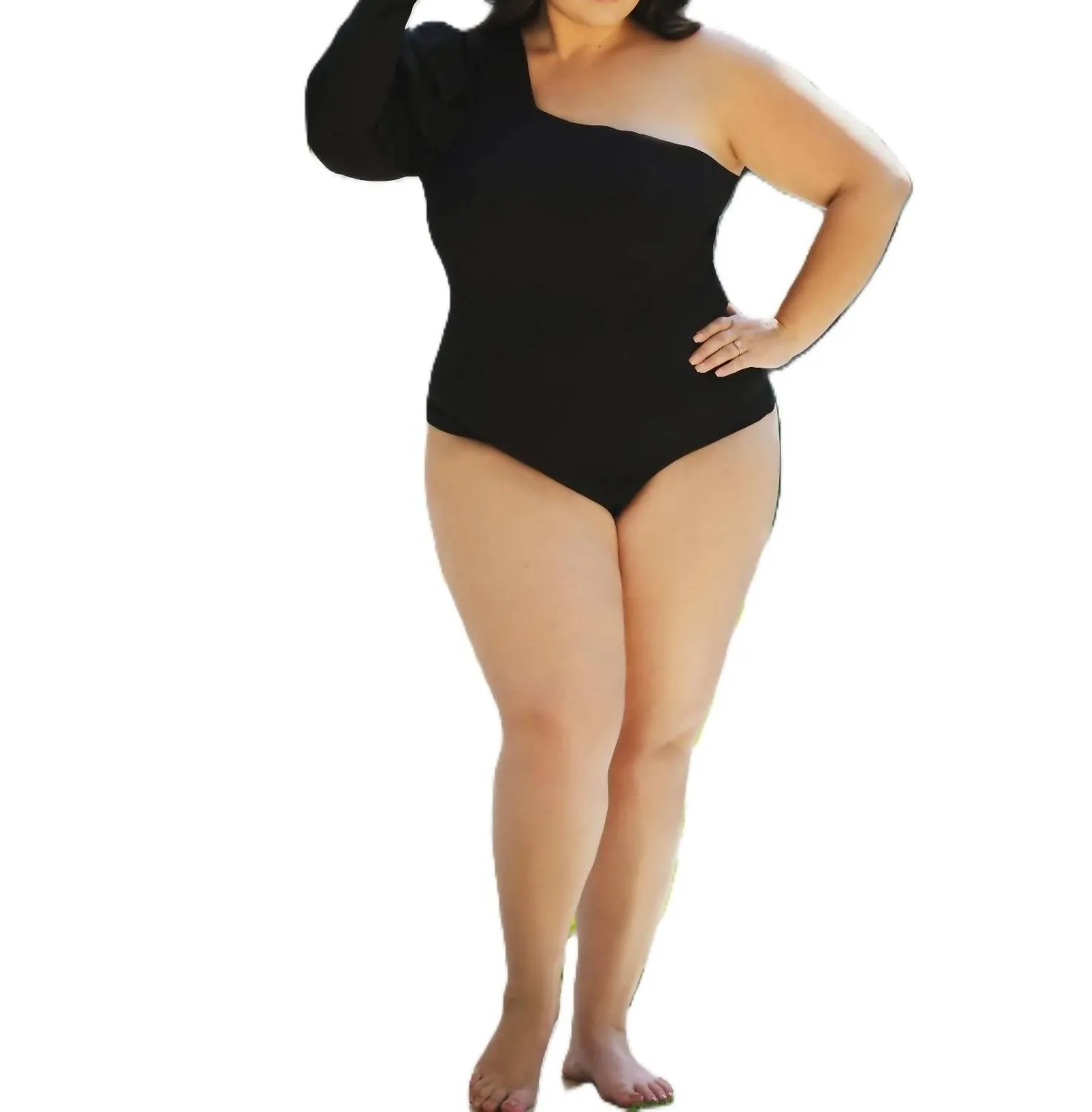 One Shoulder Bodysuit In Black