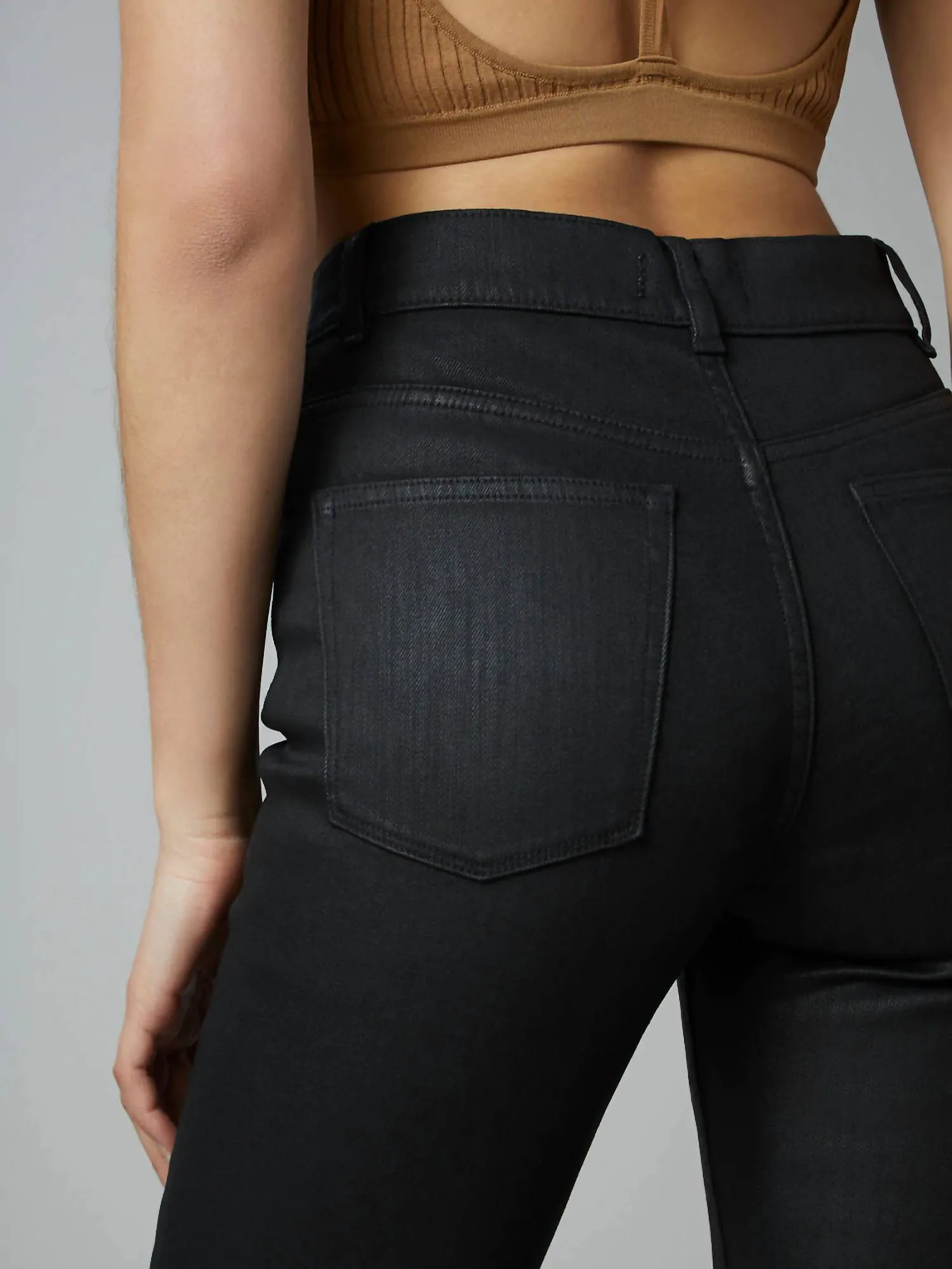 Patti Straight High Rise Vintage Ankle Jeans In Black Coated