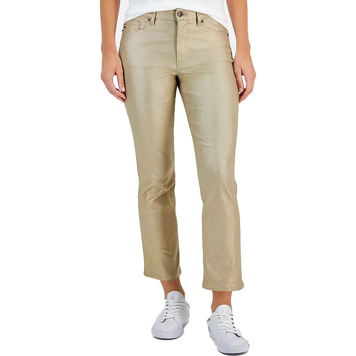 Plus Womens Metallic High Rise Skinny Jeans