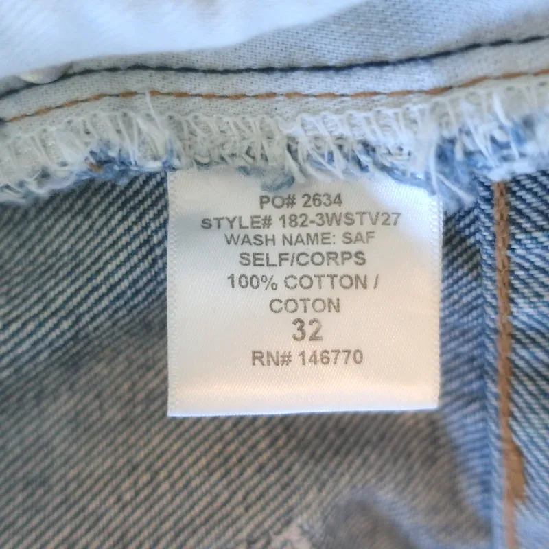 RE/DONE High Rise Stove Pipe Jeans Medium Blue Size 32