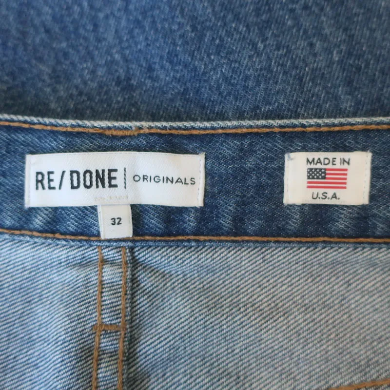 RE/DONE High Rise Stove Pipe Jeans Medium Blue Size 32