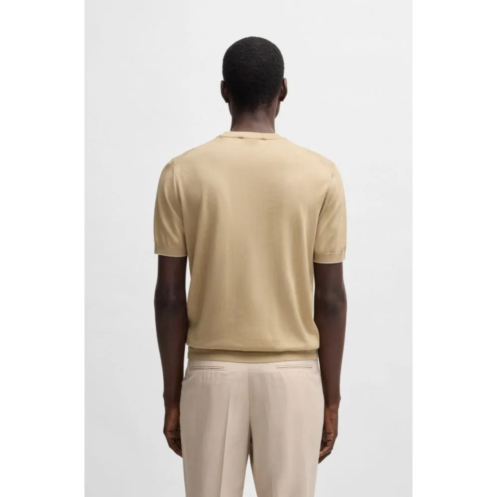 Regular-fit knit T-shirt in silk and cotton