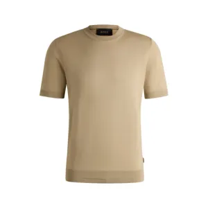 Regular-fit knit T-shirt in silk and cotton