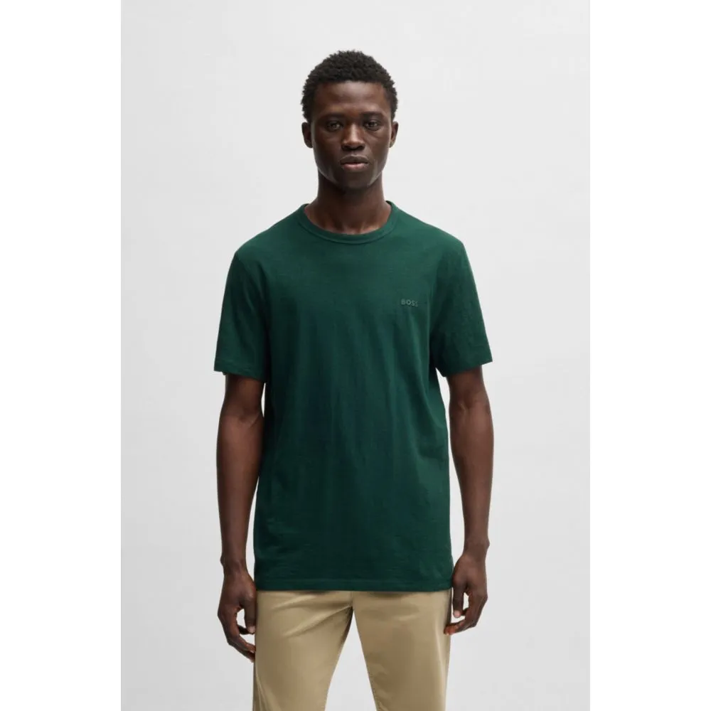 Regular-fit T-shirt in slub cotton with logo detail