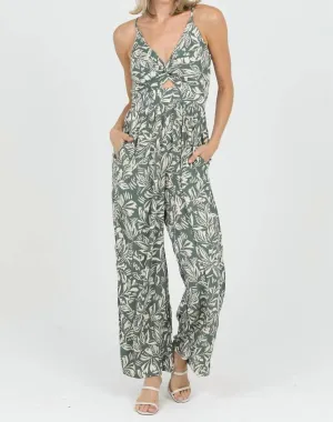 Renee V-Neck Twisted Front Cut-Out Jumpsuit In Sage