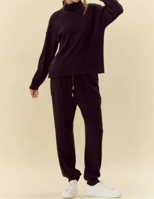 Ribbed Loose Fit Lounge Set In Black