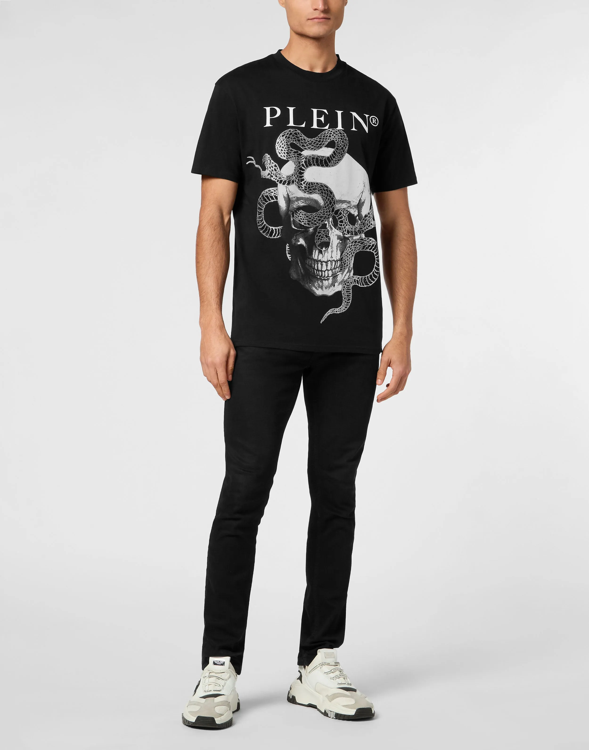 Round Neck T-Shirt Skull Snake