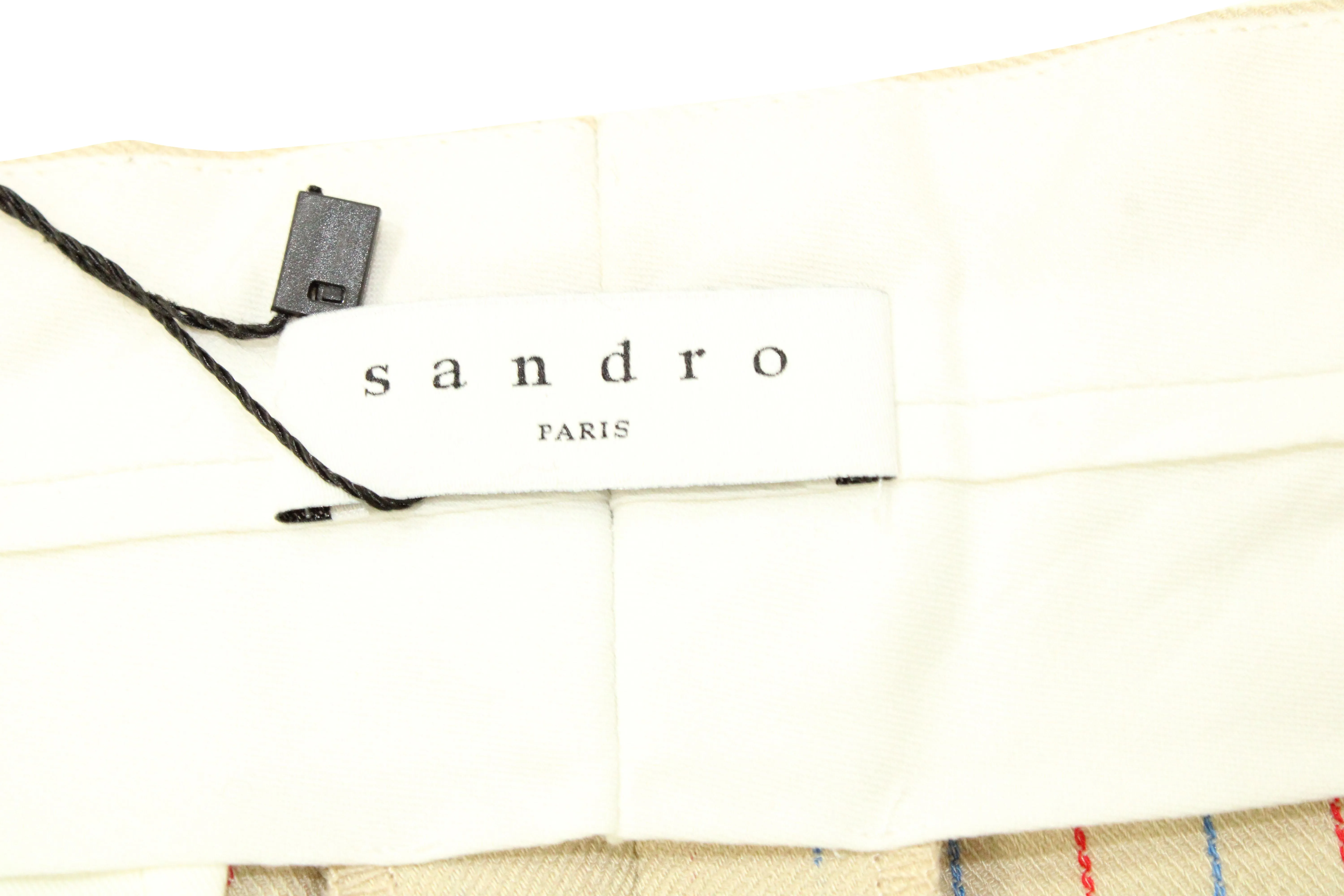 Sandro Paris Microprint Cropped Wide Trouser in Beige Polyester