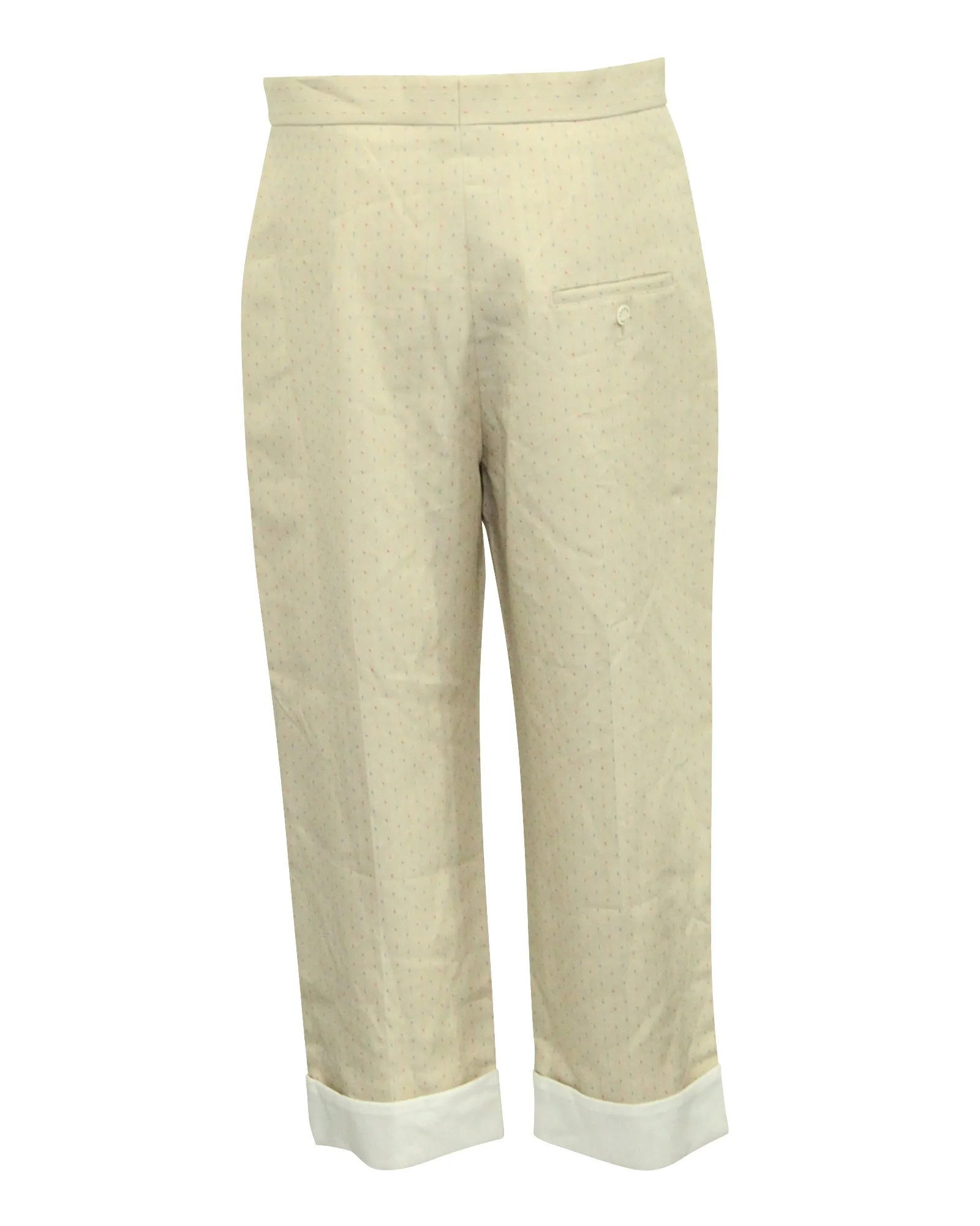 Sandro Paris Microprint Cropped Wide Trouser in Beige Polyester