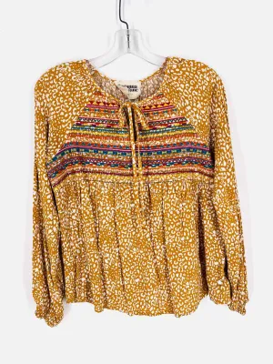 Savanna Jane Size S Mustard/Multi Print Animal Print Tops Top-Long Sleeve