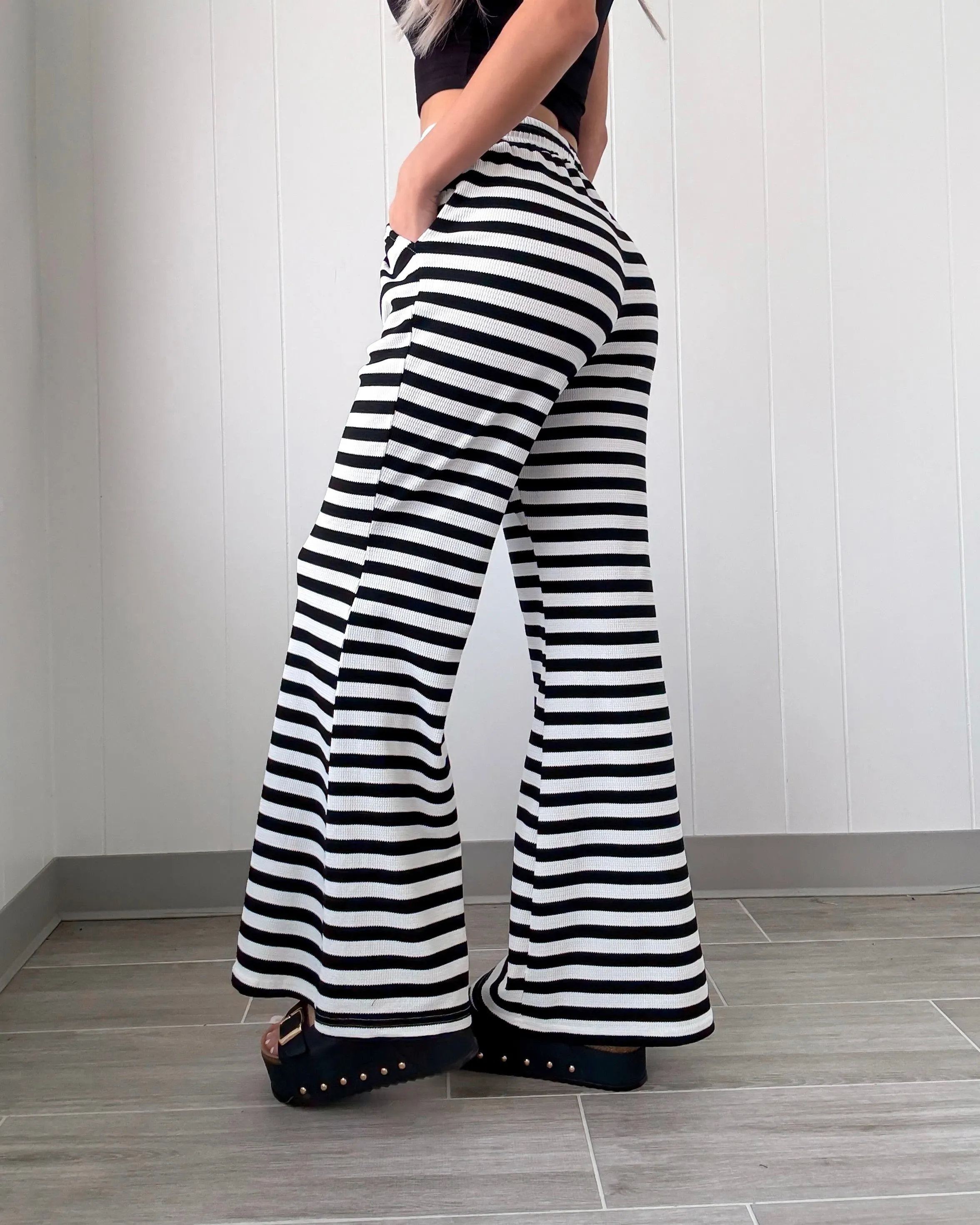 Savoy Style Striped Pants - Black