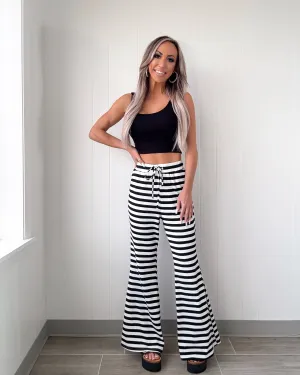 Savoy Style Striped Pants - Black